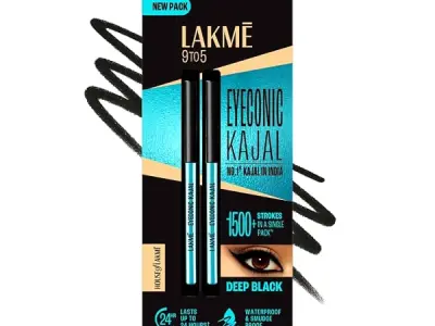 LAKMÉ Eyeconic Black Kajal 0.35 g (Combo Pack of 2) Matte Kohl Liner in a Twist Up Pencil - Waterproof|| Smudge Proof & Long Lasting Eye Makeup