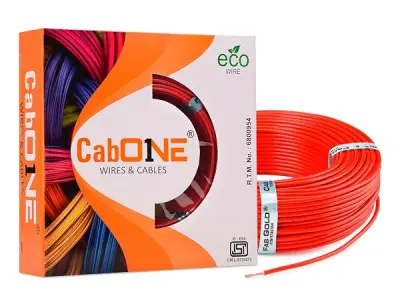 CabONE Lite 2.5 Sq mm Electrical Wire - 90m Blue Single Core CCA Copper Wire | Fire Retardant PVC Insulation for Domestic Wiring Red