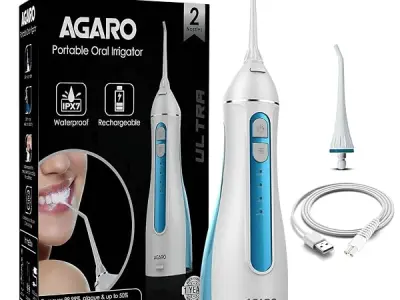 AGARO Oral Irrigator, Portable, Cordless & Rechargeable, 4 Cleaning Modes, IPX7 Waterproof with 200ml Water Tank, Flossing at Home & Travel, Oral Flosser, Dental Flosser for teeth