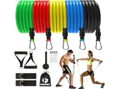 Fashnex Resistance Bands Set for Exercise, Stretching and Workout Toning Tube Kit with Foam Han