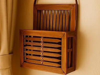 AB UNIQUE CREATION Bamboo Wall Hanging Letter Box Stand, Decorative Document Holder for Home and Office, 30 x 24 x 8 cm