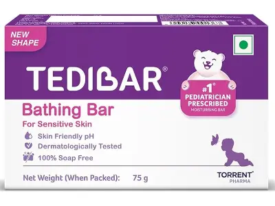 Tedibar Moisturising Baby Bathing Bar 75g (Pack of 1) 100% Soap Free No. 1* Pediatrician Prescr