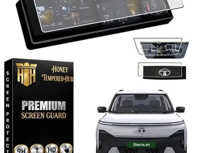 HONEY TEMPERED HUB ( MATTE ) Screen Guard For NEW TATA SIERRA EV 2026 /12.33 INCH INFOTAINMENT + INSTRUMENT CLUSTER + AC VENT + STEERING GUARD /Anti Scratch / Anti Fingerprint / si