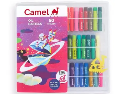 Camel Oil Pastel with Reusable Plastic Box - 50 Shades,Multicolor