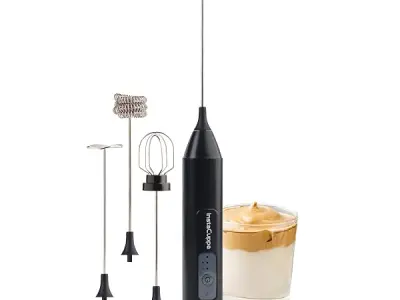 InstaCuppa Rechargeable Milk Frother for Busy Moms - 4 Whisks Beat Mix Froth, 3 Speed Settings, 30-Second Café Quality Coffee Foam Maker at Home