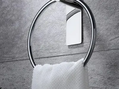 iSTAR Stainless Steel Self Adhesive Round Towel Ring | No Drilling Wall Mounted Bathroom Accessories | Durable Napkin Hand Towel Holder for Kitchen, Wash Basin, Home and Hotels