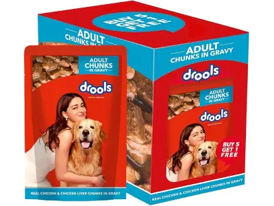 Drools Adult Wet Dog Food 0.9kg (150g x 6) Pack of 6 | Real Chicken and Chicken Liver Chunks in