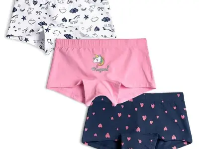 ARIEL Girl's Cotton Multicolour Boyshorts (Pack of 3)