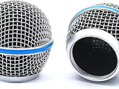 kh Microphone Head Beta 58 Replacement Standard Size Grille Mic Replacement with Foam, Mic Replacement Grill Cover Built in Foam Filter (Pack of 2)