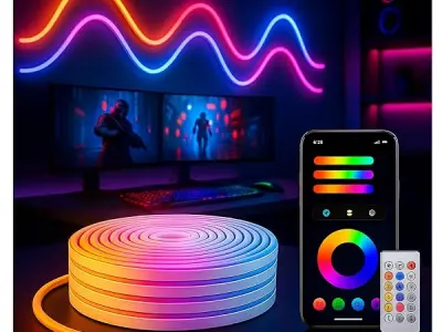 One94Store Smart LED Strip Light 5M with App & Remote Control, Music Sync RGB Lights, 16 Million Colors, Flexible SMD Rope Light for Gaming Room, Bedroom, TV Backlight, Home Decor,