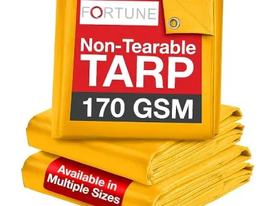 FORTUNE Tarpaulin Sheet Waterproof (6Ft x 6Ft) with 170 GSM, Virgin Material, UV Resistant,Aluminum Eyelets - Laminated, Heavy Duty Tadpatri, Tarpaulin Plastic Sheet for Covering (