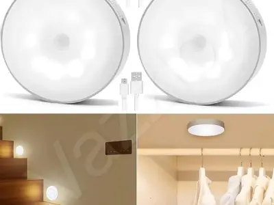 VazzLox Motion Sensor Light for Home (Pack of 2) with USB Charging Wireless Self Adhesive LED Body Induction Lamp Sensor Light for Wardrobe Lights with Sensor Night Light for Cupbo