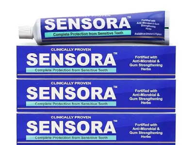 SENSORA Sensitivity Relief Toothpaste with Rapid Relief Formula | Herbal Ingredients | Ideal for Sensitive Teeth |Pack of 3