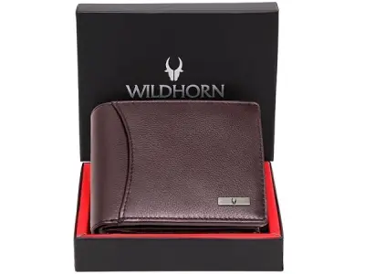 WildHorn RFID Protected Leather Wallet for Men, Brown