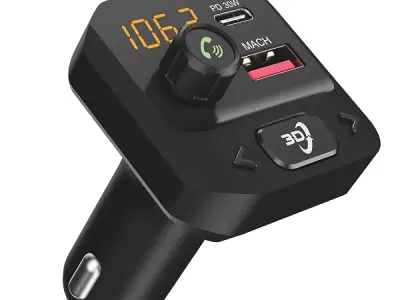 Portronics Auto 10 Plus Car Bluetooth Receiver with Hands-Free Calling & Music, 3D Surround Sound, 30W Type-C PD, 18W USB Fast Charging, Bluetooth-FM for Wireless Car Stereo Audio