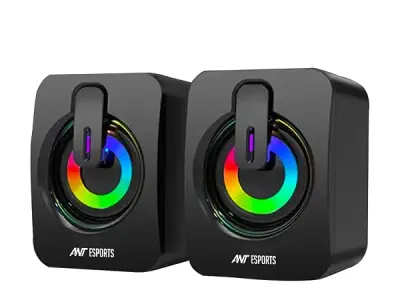 Ant Esports GS170 Gaming Speaker for PC, Stereo 2.0 USB Powered Desktop Speaker with 3.5 mm Aux-in, in-line Volume Control, RGB LED Lights Mini Multimedia Speakers for PC, Laptop,