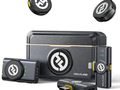 Hollyland Lark M2 Wireless Microphone for iPhone/Camera/Android/PC, 48kHz/24-bit High Fidelity Audio, 300m Range, Noise Cancelling, 40h Use, YouTube, Vlog, Streaming (2TX + 3RX + C