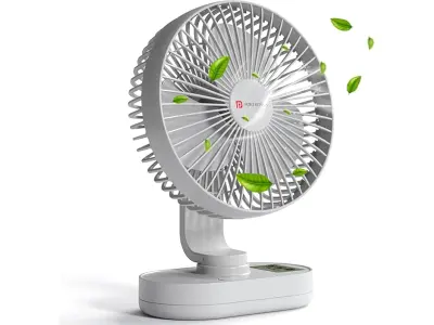 Portronics Airloop Portable & Rechargeable Desk Fan with Automatic 92° Oscillation, 6.1 Inch Bl