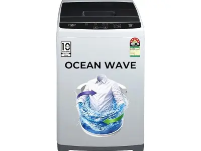 Haier 6 kg 5 Star Oceanus Wave Drum Washing Machine Fully Automatic Top Load (HWM60-AEN, Moonlight Silver)