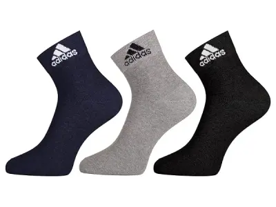 Adidas Unisex Ankle Length Cotton Socks Multicolored Pack of 3