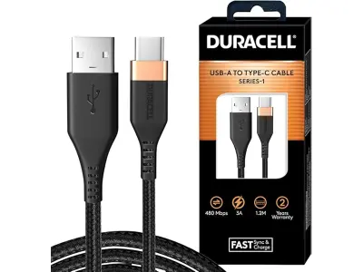 Duracell Usb-A To Type C, 65W Braided Sync&Fast Charging USB Cable, 3.9 Feet(1.2M), Qc 2.0/3.0
