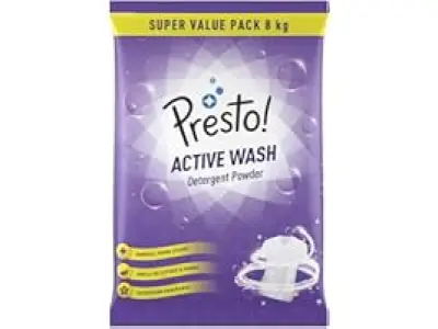 Amazon Brand - Presto! Active Wash Detergent Powder | 8 Kg | Tough On Stains | Gentle On Fabric