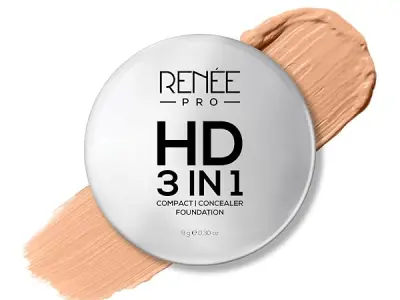 RENEE PRO HD 3 In 1 Compact,Concealer, Foundation - Crème, SPF 20, Matte Finish, High Coverage, Ultralight & Silky Smooth Finish, Enriched With Vitamin E, C & Aloe Vera - 9 Gm