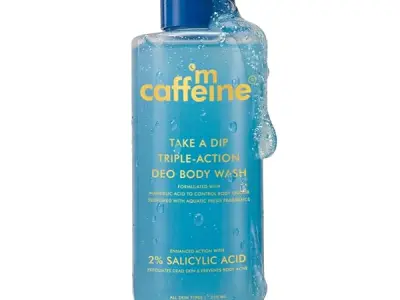 mCaffeine 2% Salicylic acid , 3-in-1 Perfume Body Wash - Odour Control, & Long Lasting Aqua Fresh Fragrance | Exfoliates & Smoothens Skin | Prevents Body Acne | Mandelic Acid | For