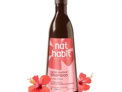 Nat Habit Hibiscus Navdha Shampoo for Hair Growth, Fermented Soy Gentle Cleanser for Long Thick Hair | Natural Shampoo with Amla For Women & Men, Sulfate Free| 250ml