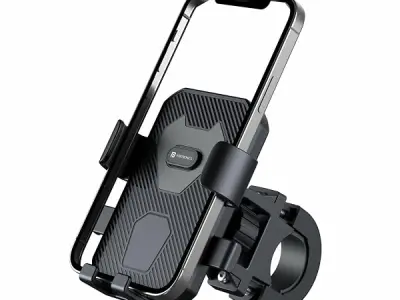Portronics Mobike 4 Bike Phone Mount with 360° Rotational, Strong Hold for Bicycle, Motorcycle Compatible with 4.7 to 6.8 inch Devices(Black)