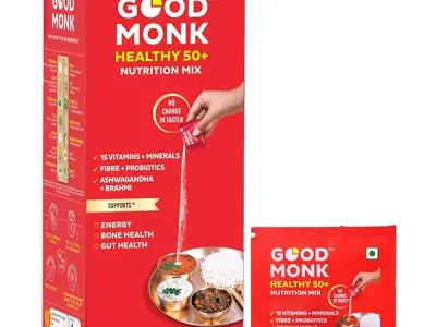 Good Monk Healthy 50+ Multivitamin for Senior Men & Women | For Energy, Bone & Gut Health | With Probiotics, Fibre, Ashwagandha, Vit. B12, C, D, Iron, Zinc | Add To Food - No Taste
