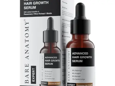 Bare Anatomy Advanced Hair Growth Serum | 3% Redensyl, 4% Anagain, 3% Baicapil, 1% Capilia Longa, Rosemary, Biotin & Rice Extract | Hairfall control & Hair Density | Women & Men |