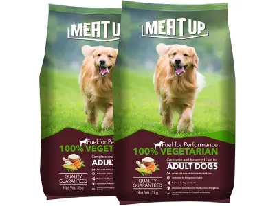 Meat Up Adult Dry Dog Food, 100% Vegetarian 3kg (Pack of 2)