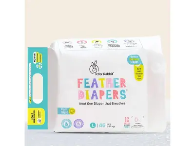 R for Rabbit Pant Style Feather Diaper Large (L) Size for Baby 9 to 14 kgs 46 Units (46 Count,