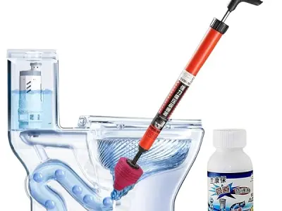 Aannie Plunger for Toilet with Drain Cleaner Powder, High Pressure Toilet Flush, Bathroom Kitchen Tub Plumbing Cleaning Tool, Drainage Block Remover Pump, Drain Cleaning Tool, Drai