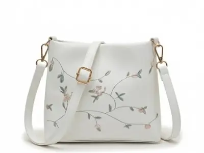 LIKE STYLE Women’s Floral Embroidered PU Sling Bag | Stylish Crossbody Shoulder Bag for Daily Use