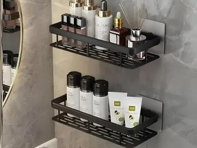 THE SR BRAND Self-Adhesive Multipurpose Wall Mounted Bathroom Shelves|Space-Saving Storage Organizer Racks for Bathroom and Kitchen Accessories|Stylish Wall Stand for Home,Office U