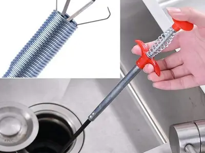 RIDHMIN Stainless Steel Hair Catching Claw Drain Sewer Cleaner Spring Wire Sink Pipe Dredge Cleaning Stick Drain Plunger Unblocked Kitchen Bath Basin Hair Remover Tool (160cm)