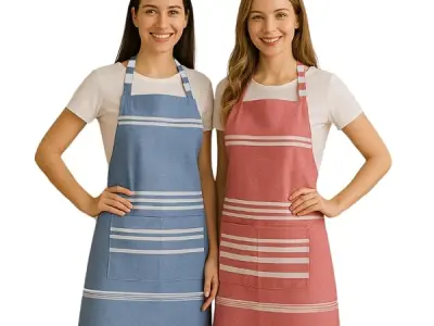 Värde Unisex Cooking Aprons | Waterproof Apron | Striped Design with 2 Front Pockets & Adjustable Neck Strap | Durable, Oil & Stain Resistant | Chef Apron for Cooking
