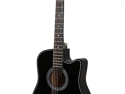 Juarez 38 Inch Cutaway Acoustic Guitar with Lindenwood Body, Steel Strings & Geared Tuners, High Gloss Black Finish