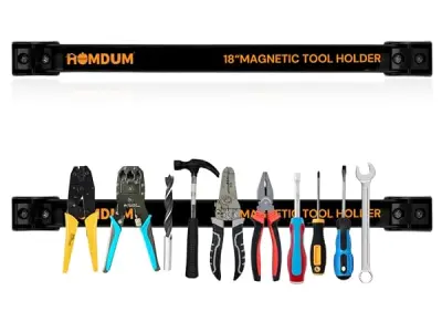 Homdum 18 inch Magnetic Tool Holder Racks, Super Strong Metal Magnet Storage Tool Organizer Bars Set Great for Garage/Workshops (Mounting Screws Included)