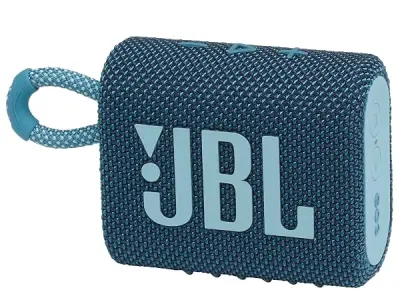 JBL Go 3, Wireless Ultra Portable Bluetooth Speaker, Pro Sound, Vibrant Colors with Rugged Fabric Design, Waterproof, Type C (Without Mic, Blue)