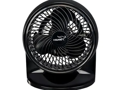 V-Guard Spinny Pro 180 mm Table & Wall Fan|ABS Body| 30 W|Black | 2100 RPM High-Speed Motor | 353 CFM Airflow | 3 Speed Settings | 90° Adjustable Tilt | Energy-Efficient|2-Year War