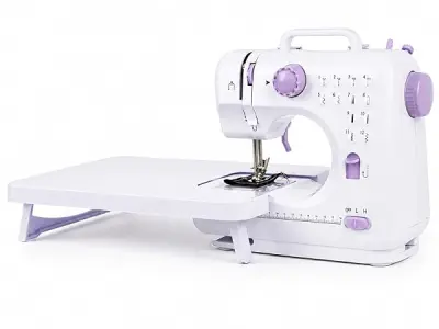 HASTHIP Mini Electric Sewing Machine with Extension Table 12 Stitch Pattern | Adjustable Speed, Reverse & Overlock Stitch, Portable Design, Adjustable Speed Control, Beginner Frien