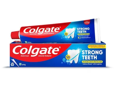 Colgate Strong Teeth Toothpaste with Amino Shakti for Cavity Protection - India's No.1 Toothpaste (200 g)