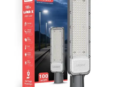 LEDDiT LUMA-X 100W LED Street Light | IP66 Waterproof Outdoor Street Lamp | 10000 Lumens High Brightness | 4kV Surge Protection | Cool White | 2 Year Warranty | Pack of 1