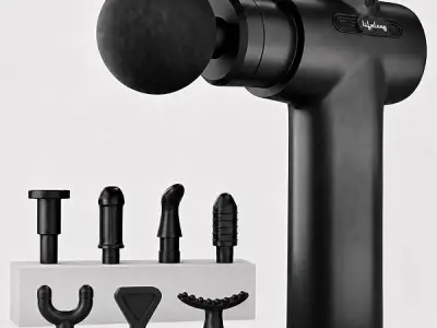 Lifelong LLGM109 Percussion Massage Gun for Pain Relief, Deep Tissue, 6 Speeds & 8 Massage Heads, Cordless, Quiet Operation for Neck, Shoulders, Back, Arms, Legs & Feet (Black)