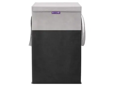 PrettyKrafts 35 L Non Woven Rectangular Foldable Large Laundry Bag/Basket With Lid & Handles, Freestanding Clothes Storage Organizer for Bedroom, Dorm (30x30x40cm, Black, Set of 1)