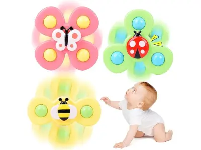 Cable World Baby Spinner Rattle Toy for Baby Bath Rattle and Puch Toys Water Toys for Kids Suct