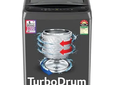 LG 8 Kg 5 Star Smart Inverter Technology Fully Automatic Top Load Washing Machine (T80VBMB4Z, Turbodrum, Auto Prewash, Stainless Steel drum, LED Display, Smart Diagnosis, Middle Bl